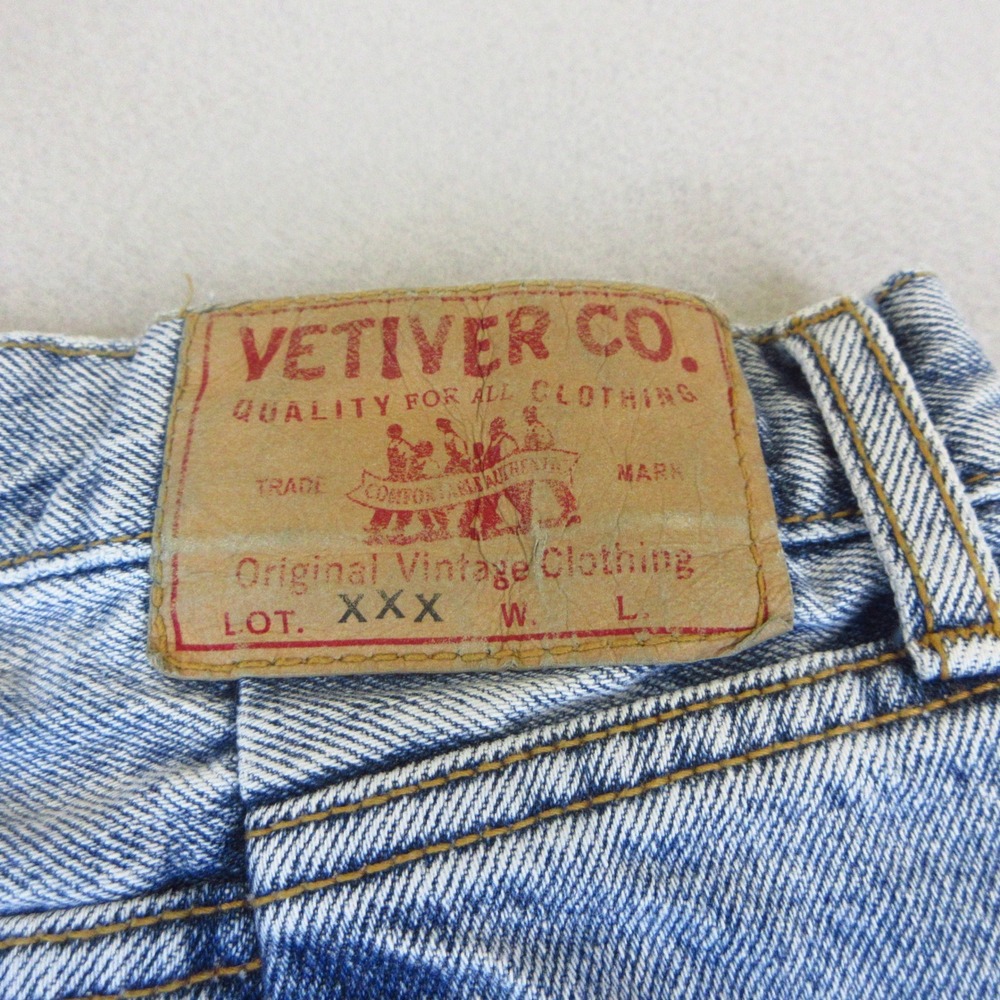 Vetiver Co Wide Leg Jeans Women Large Light Wash Pleated Button Fly Distressed - Picture 6 of 13